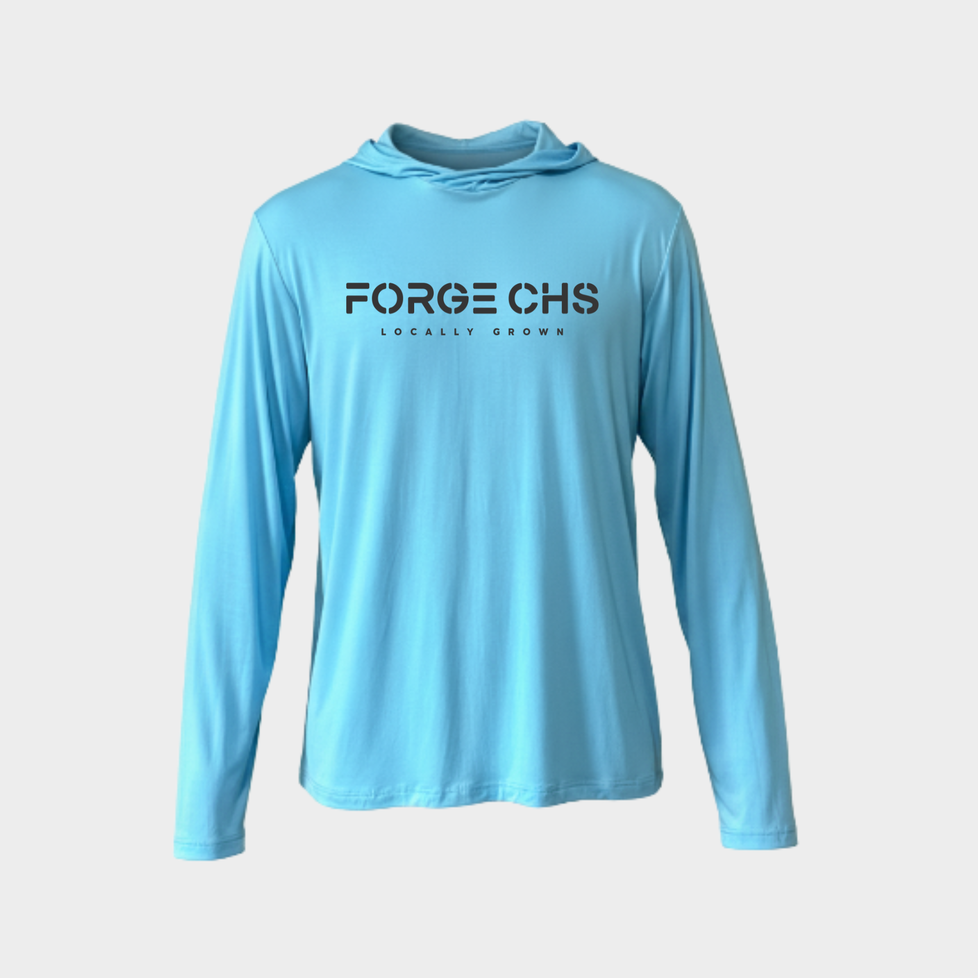FORGE CHS Bamboo Light Weight Hoodie - Light Blue w/ Big Dark Grey Logo