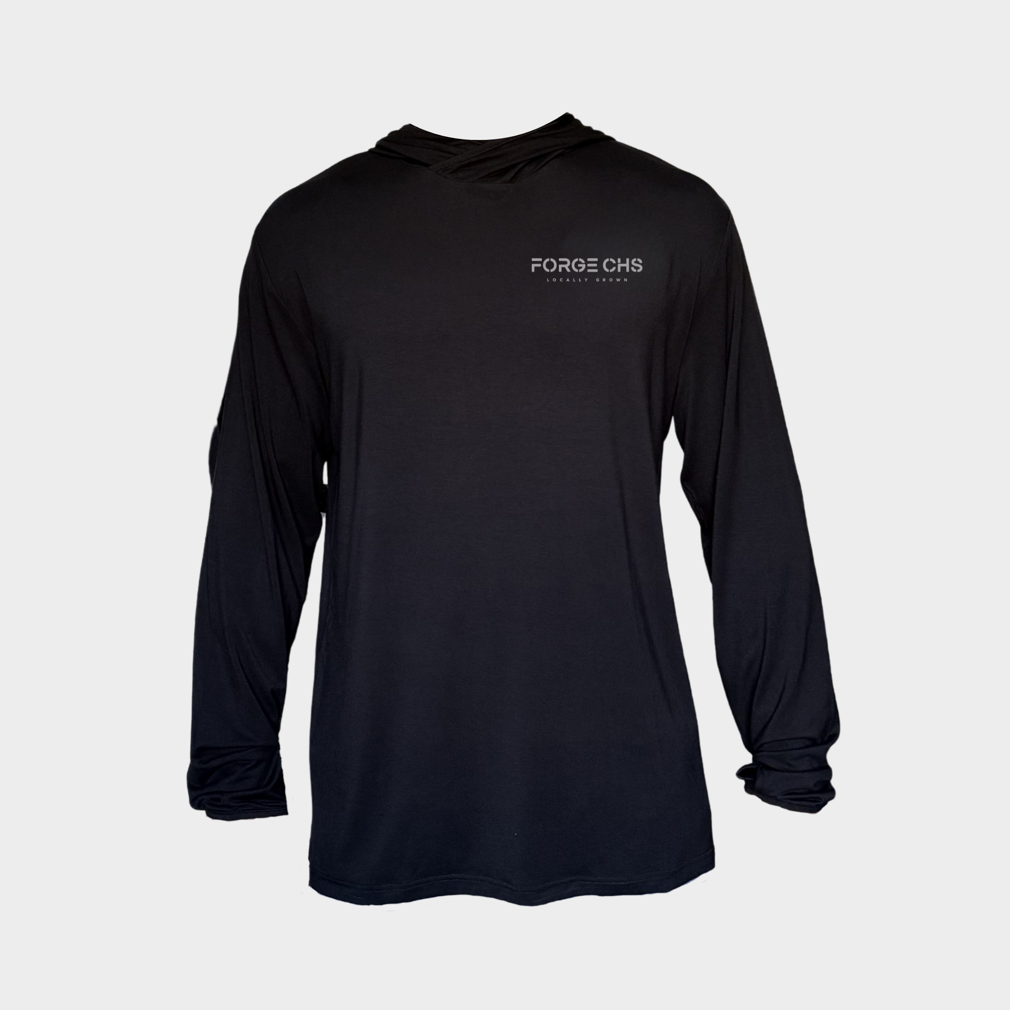 FORGE CHS Bamboo Light Weight Hoodie - Black w/ Light Grey Logo