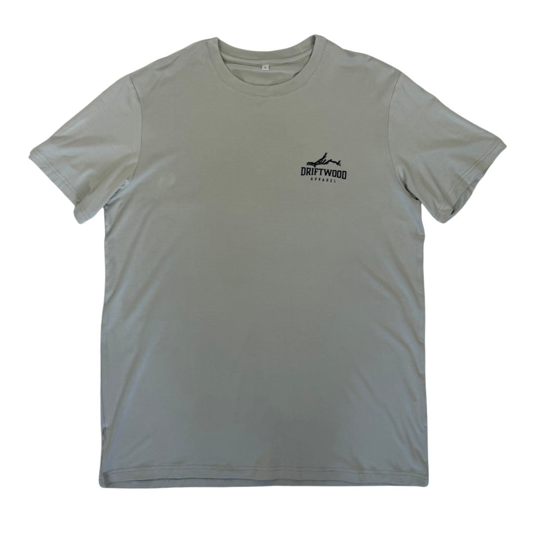 Heather gray Bamboo Coastal Tee with a minimalist logo on the chest and short sleeves.